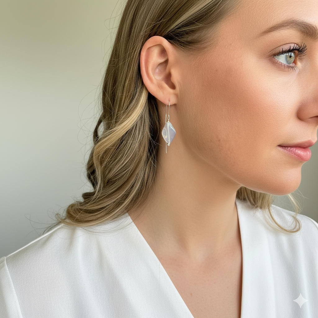Sterling Silver Opalescent Threader Earrings
