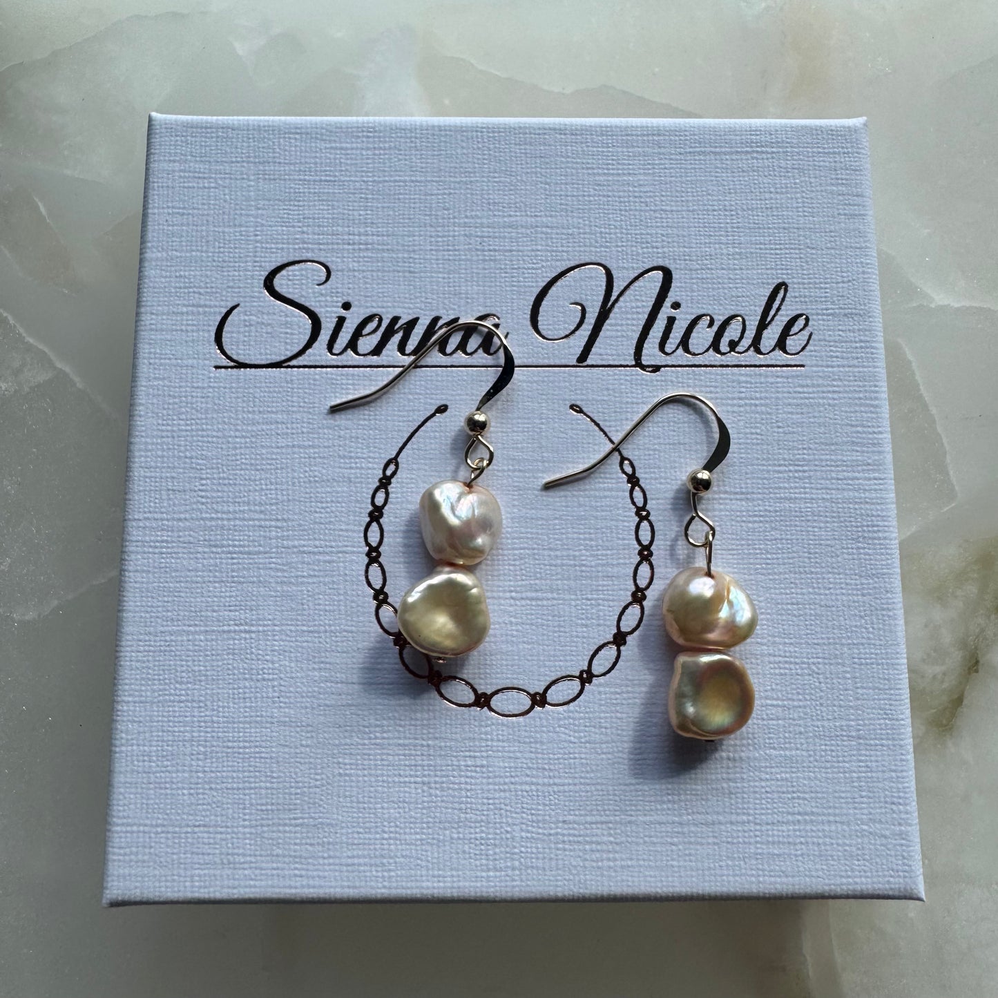 Gold Filled Irregular Champagne Keshi Pearl Drop Earrings