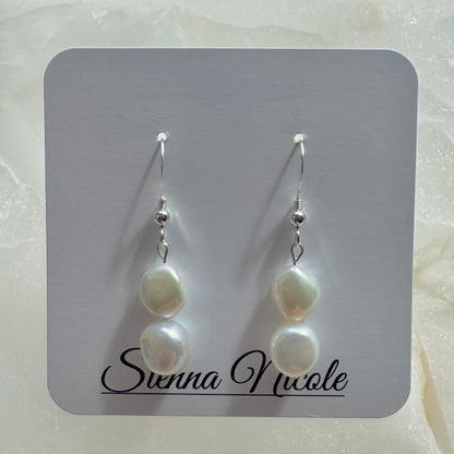 Sterling Silver Irregular Keshi Pearl Drop Earrings