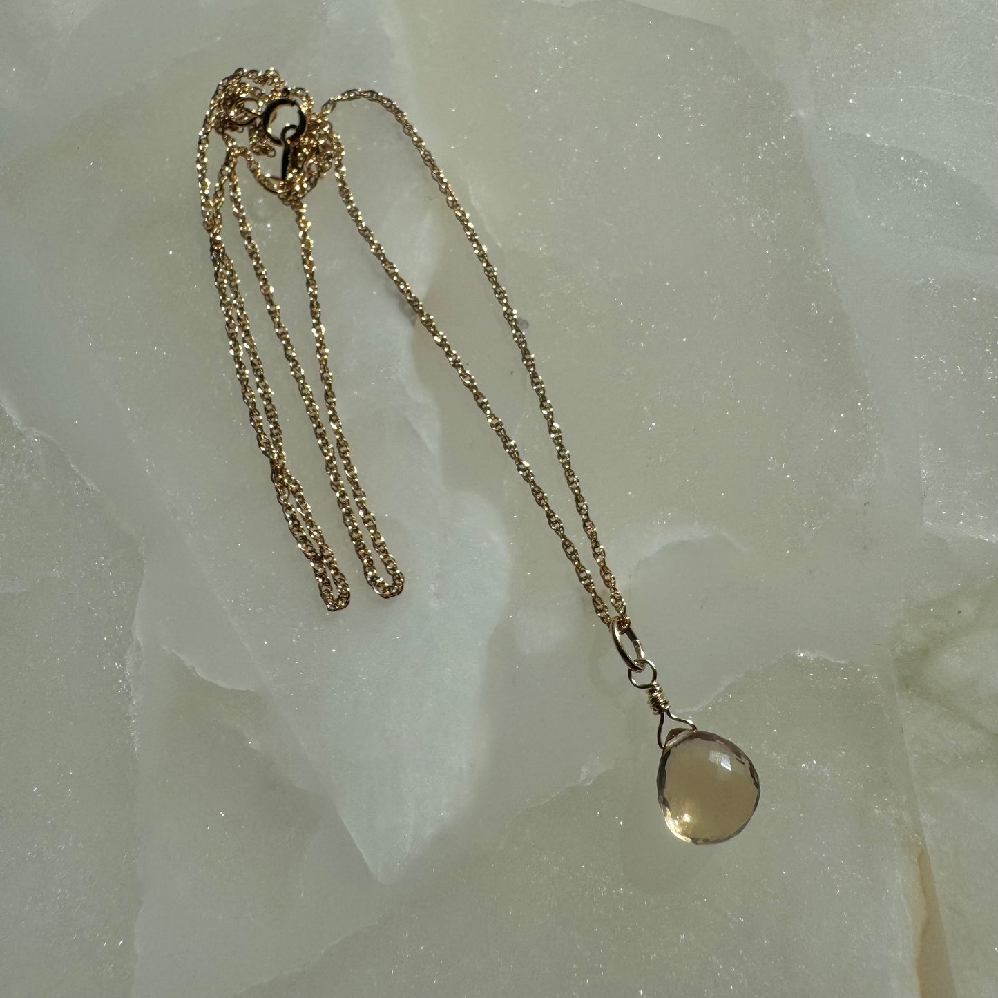 Gold Filled Champagne Citrine Faceted Pendant Necklace
