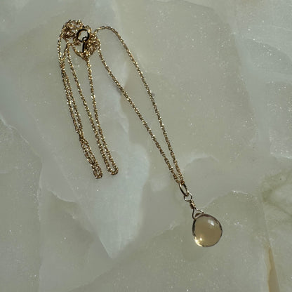 Gold Filled Champagne Citrine Faceted Pendant Necklace