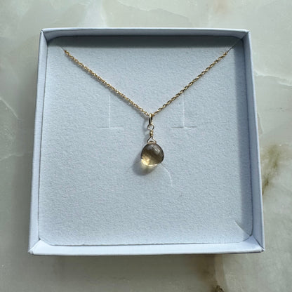 Gold Filled Champagne Citrine Faceted Pendant Necklace