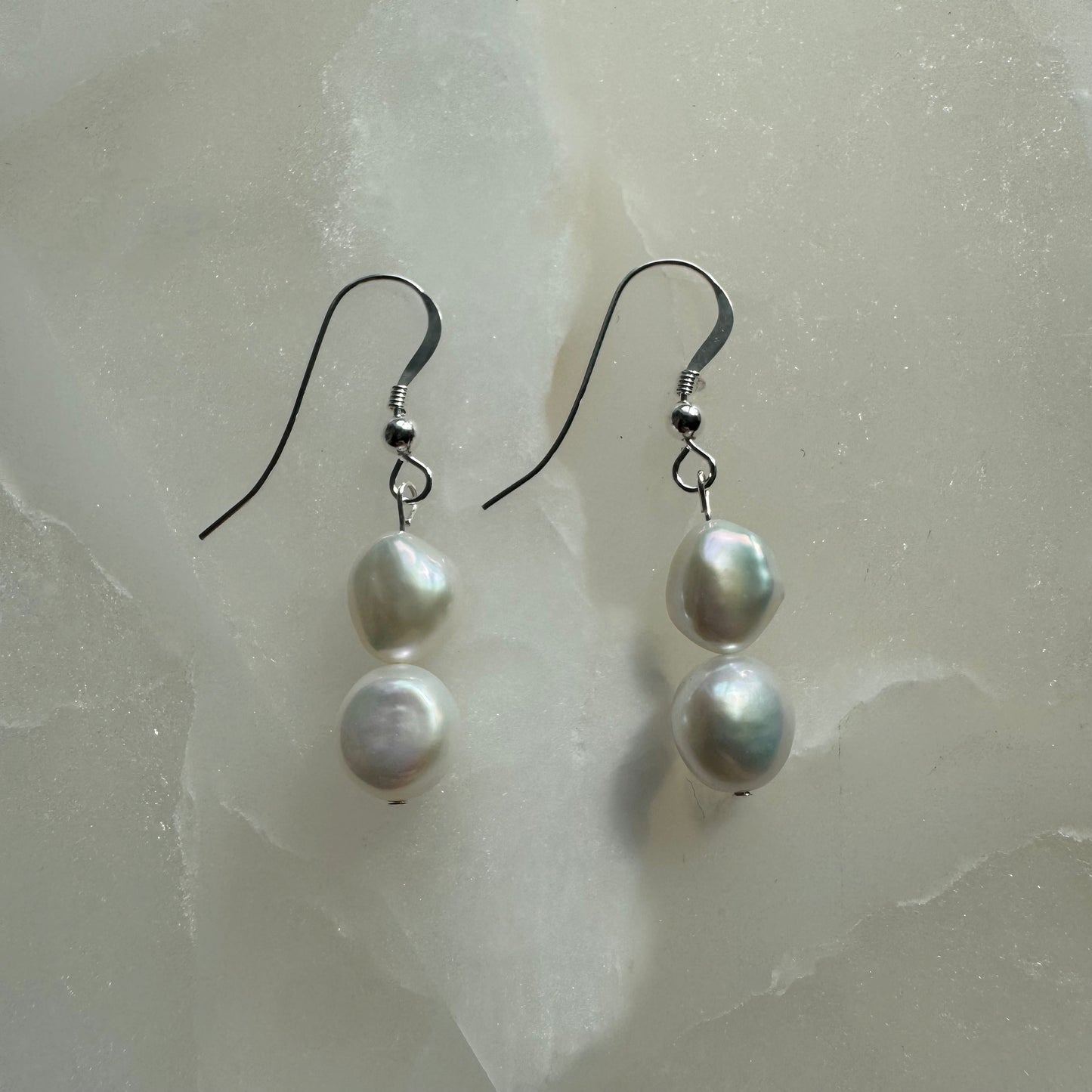 Sterling Silver Irregular Keshi Pearl Drop Earrings