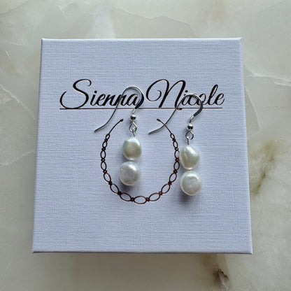Sterling Silver Irregular Keshi Pearl Drop Earrings