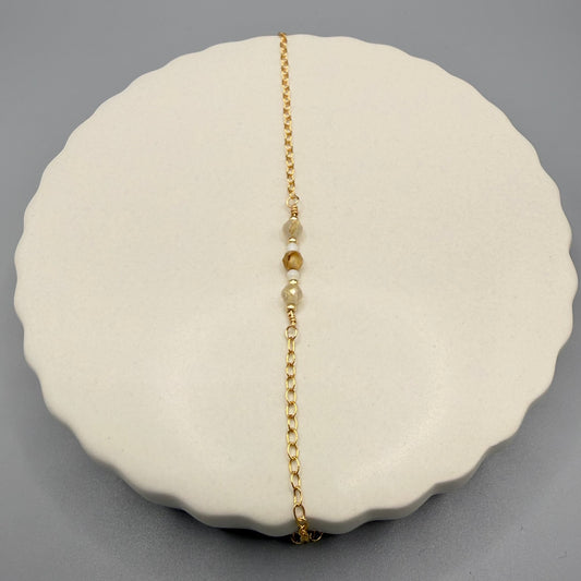 Golden Rutilated Quartz and Mother of pearl Bracelet