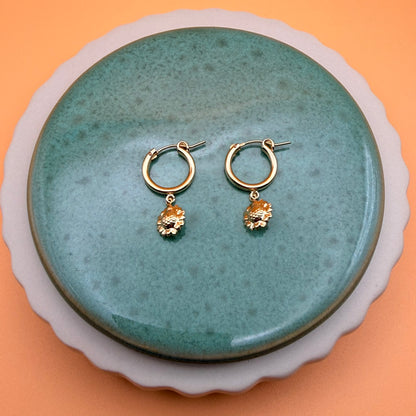 Gold Sunflower Hoops