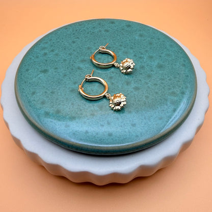 Gold Sunflower Hoops