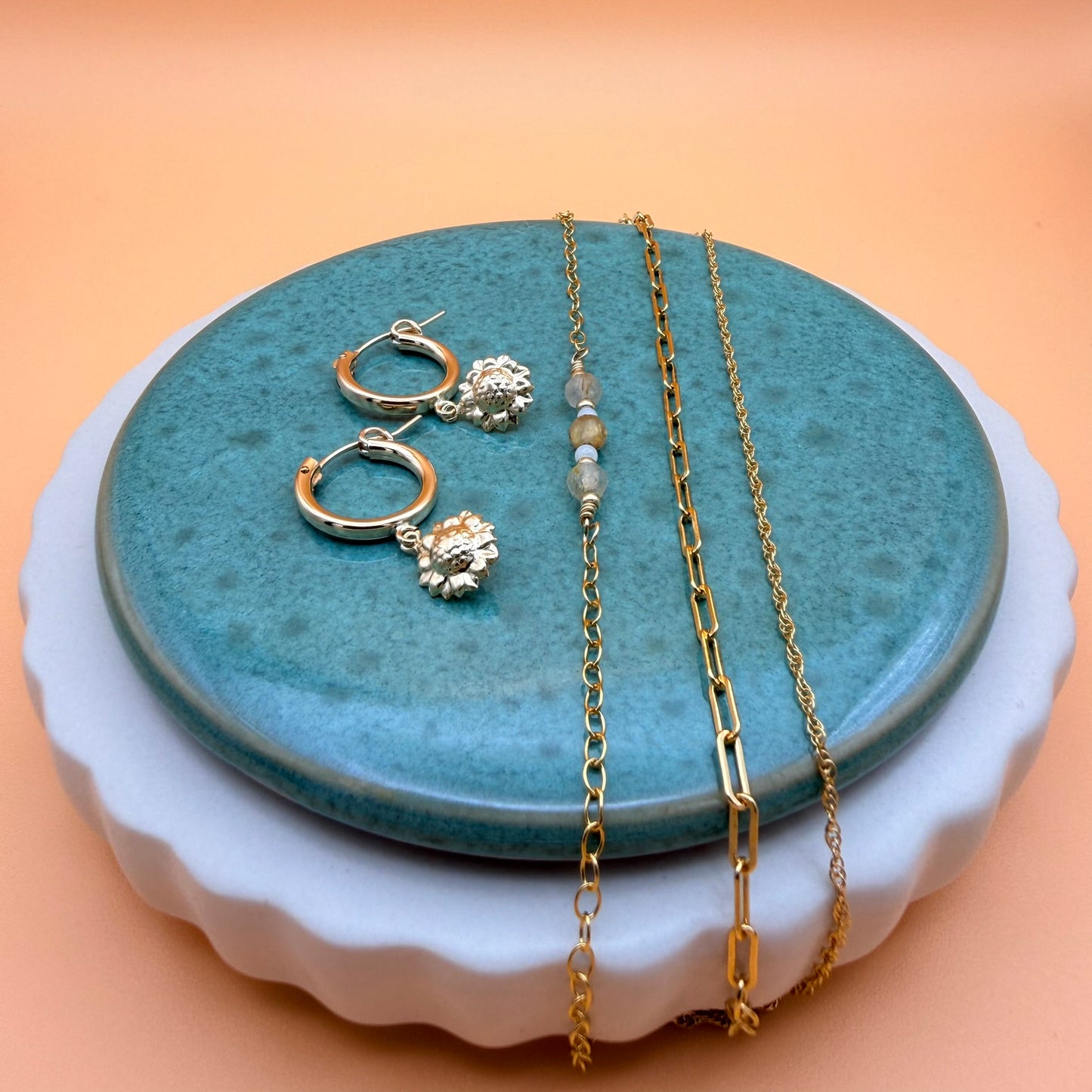 Gold Sunflower Hoops