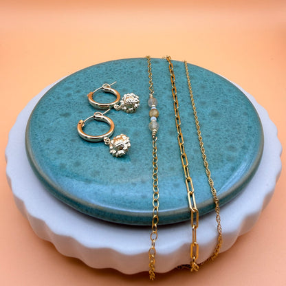 Gold Sunflower Hoops