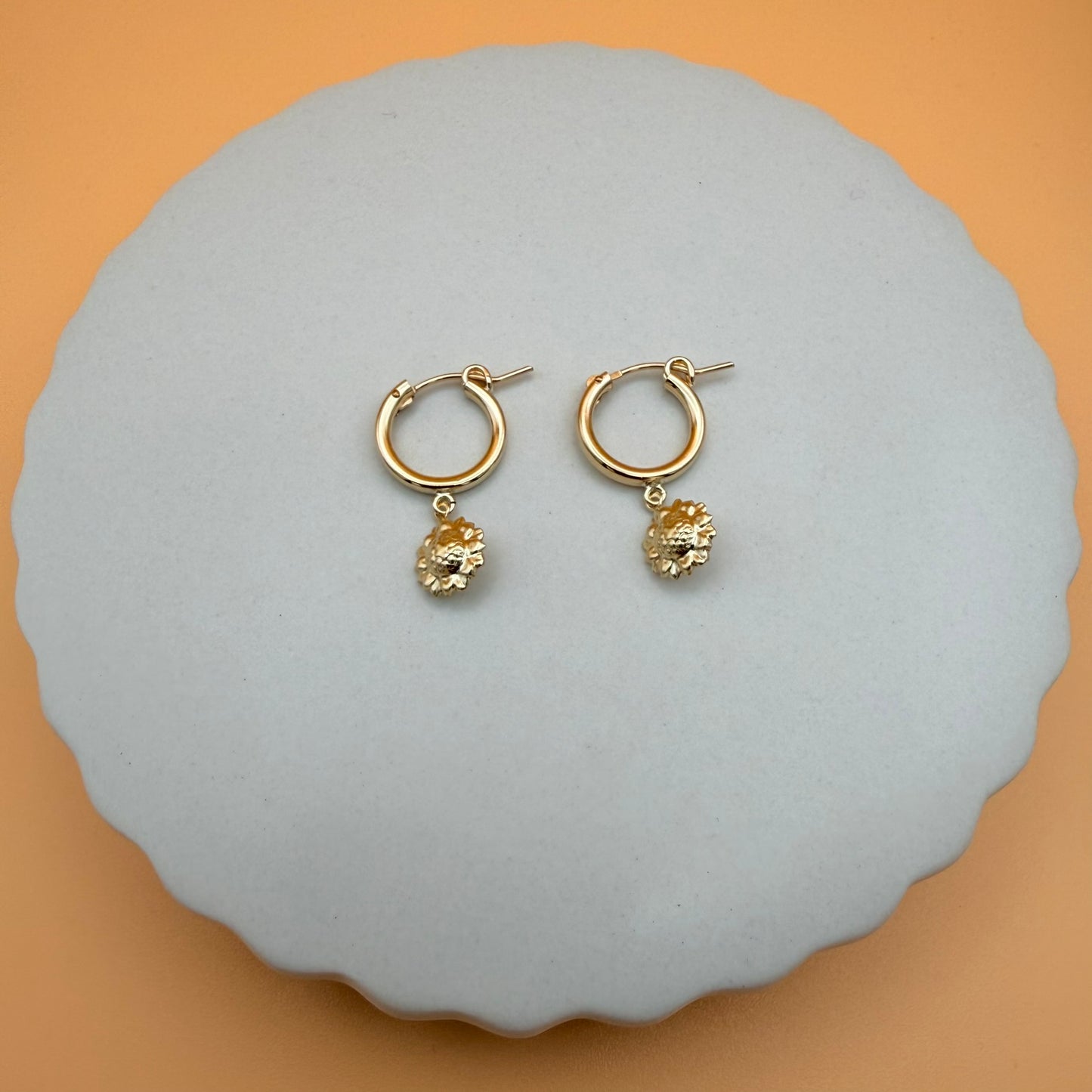 Gold Sunflower Hoops