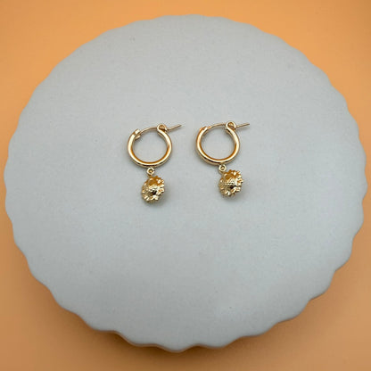 Gold Sunflower Hoops
