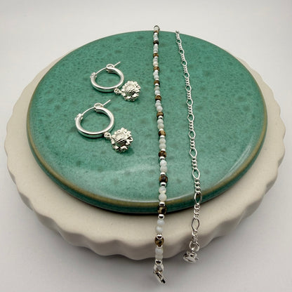 Sunflower Silver Hoops