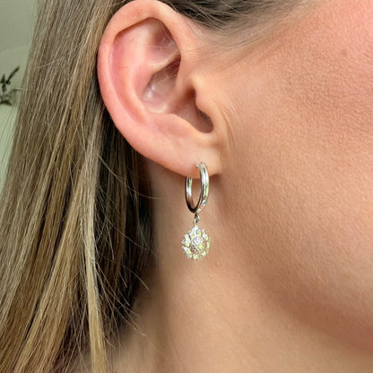 Sunflower Silver Hoops