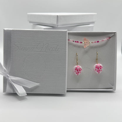 Gold Filled Pink Strawberry Drop Earrings