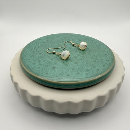 Gold Filled, Mother of Pearl Drop Earrings