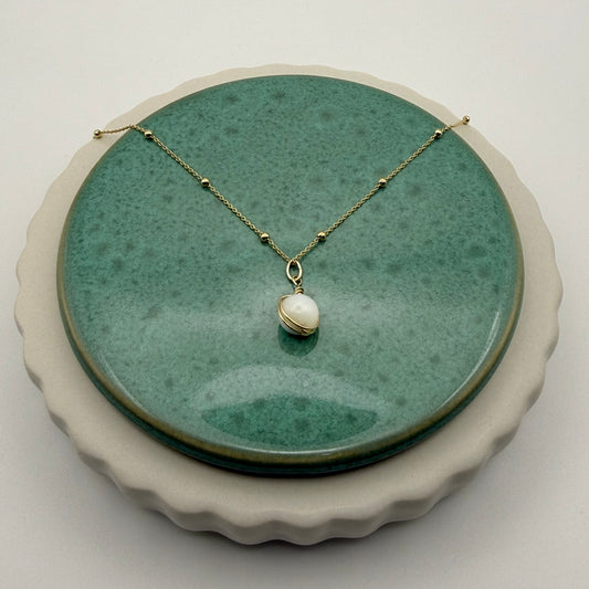 Gold Vermeil, Mother of Pearl Pendant Necklace