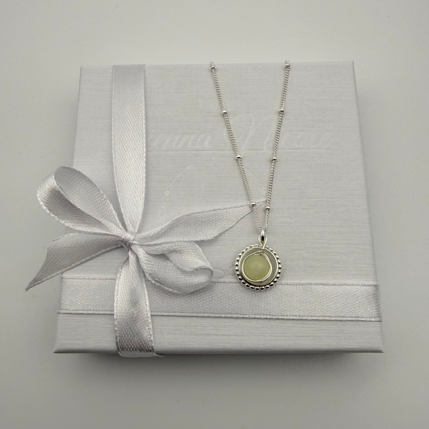 Sterling Silver and Jade circle Pendant