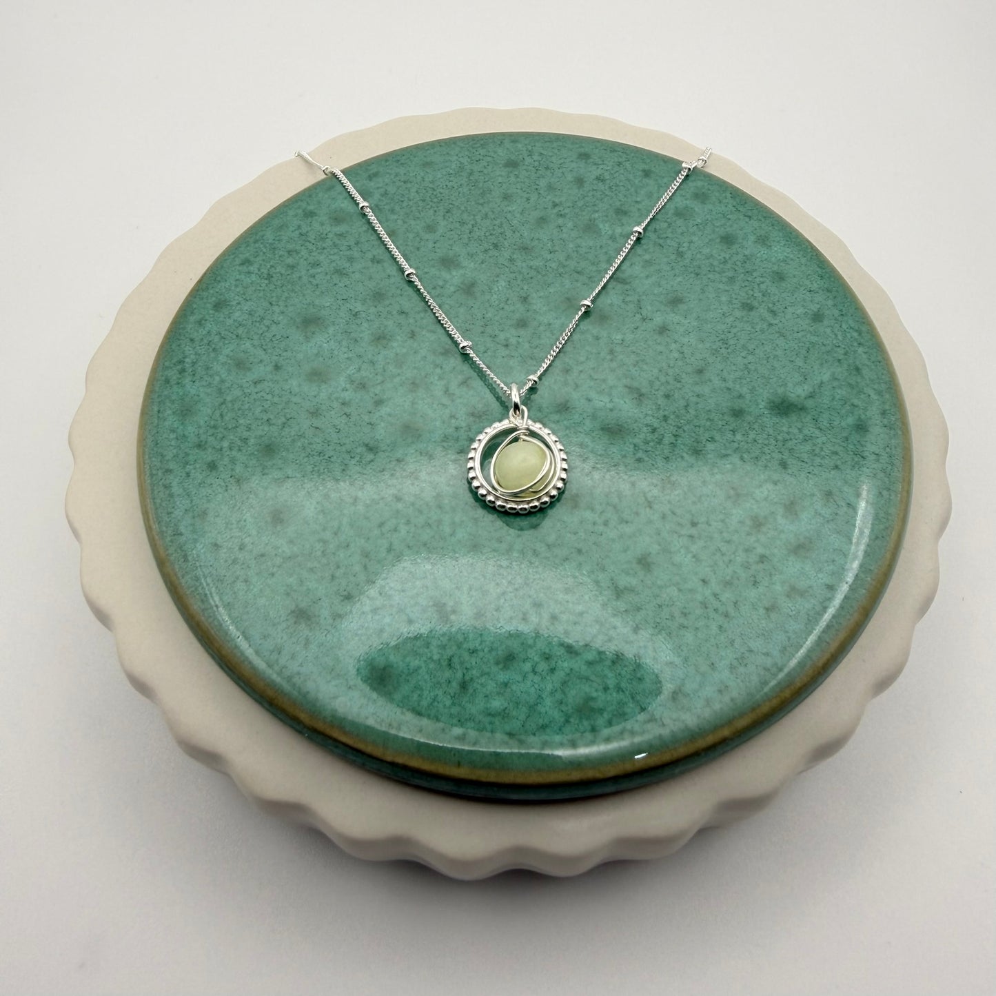 Sterling Silver and Jade circle Pendant