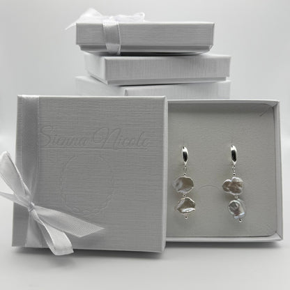 Sterling Silver, Keshi Pearl Petal drop Earrings