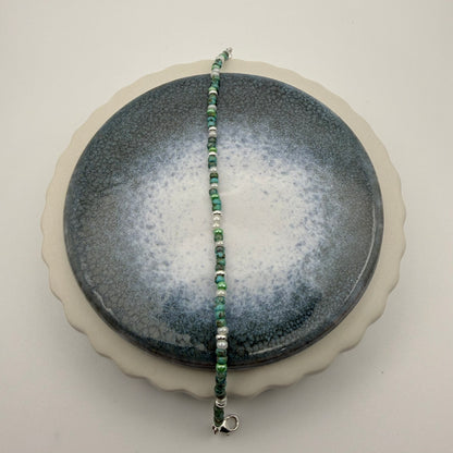 Sterling Silver Sea Green Beaded Bracelet