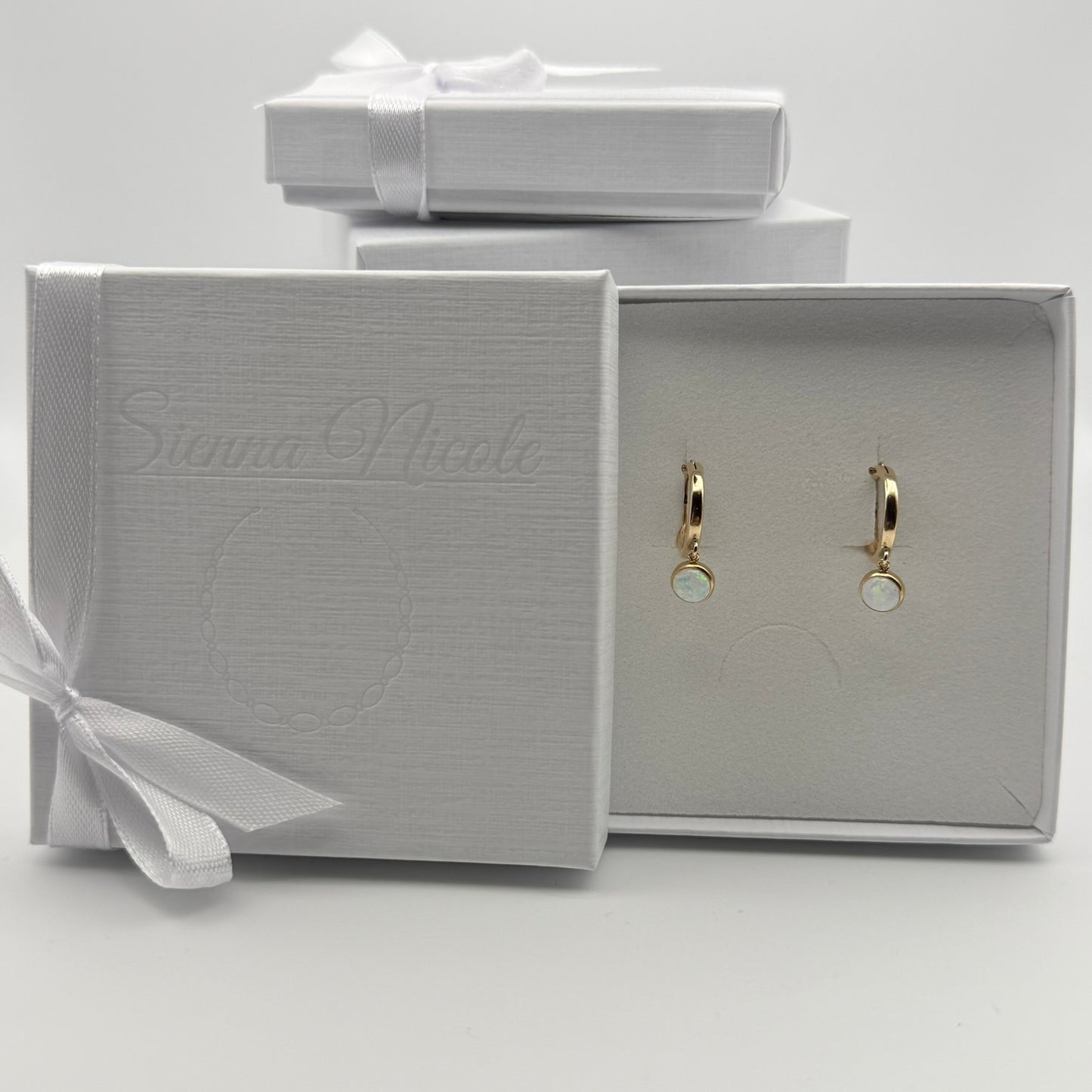 Gold Filled Opal Hoop Earrings