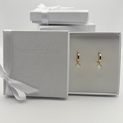 Gold Filled Opal Hoop Earrings