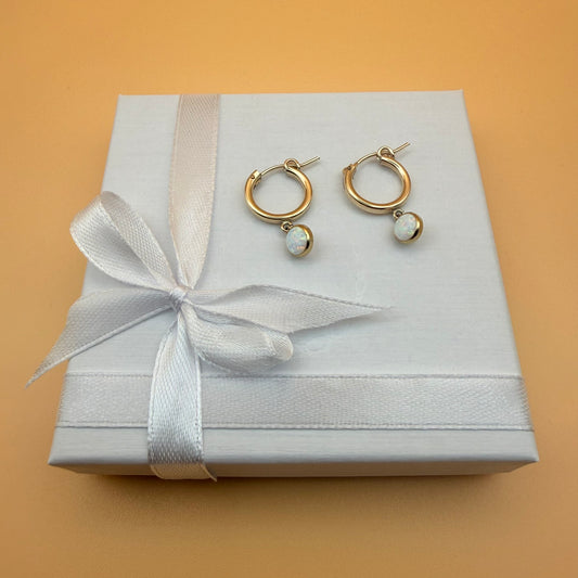 Gold Filled Opal Hoop Earrings