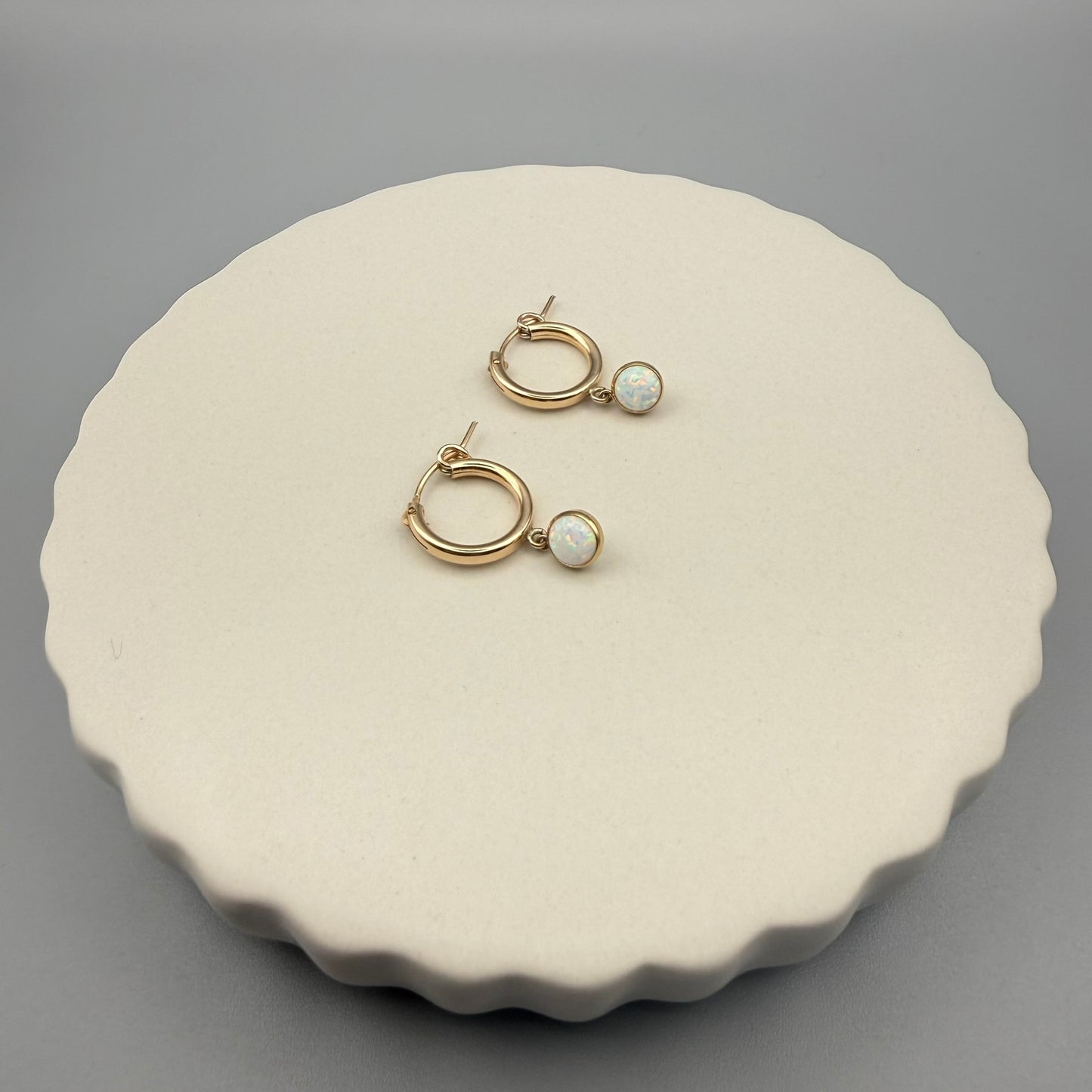 Gold Filled Opal Hoop Earrings