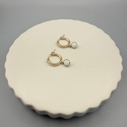 Gold Filled Opal Hoop Earrings