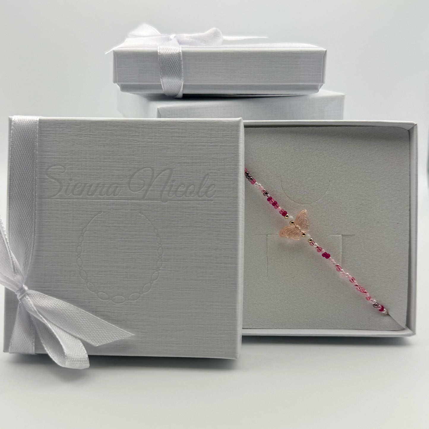 Gold Filled Pink Butterfly Bracelet