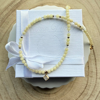 Gold, Aragonite,Crystal Beaded Necklace