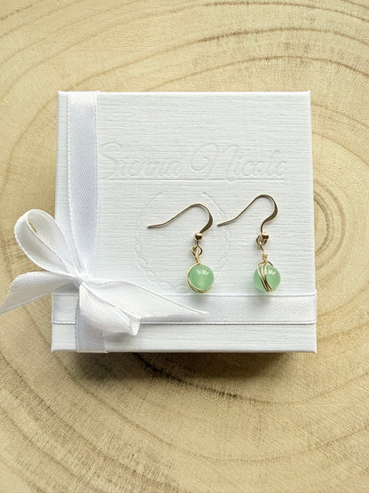 Gold Filled, Aventurine Drop Earrings