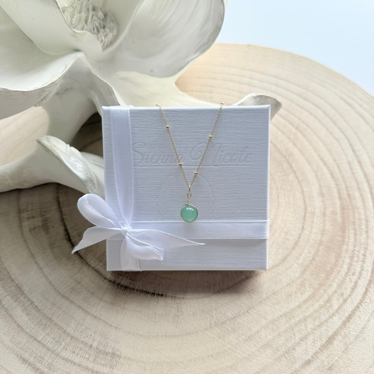 Gold Vermeil, Aventurine Pendant Necklace