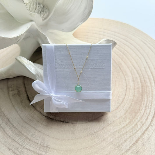 Gold Vermeil, Aventurine Pendant Necklace