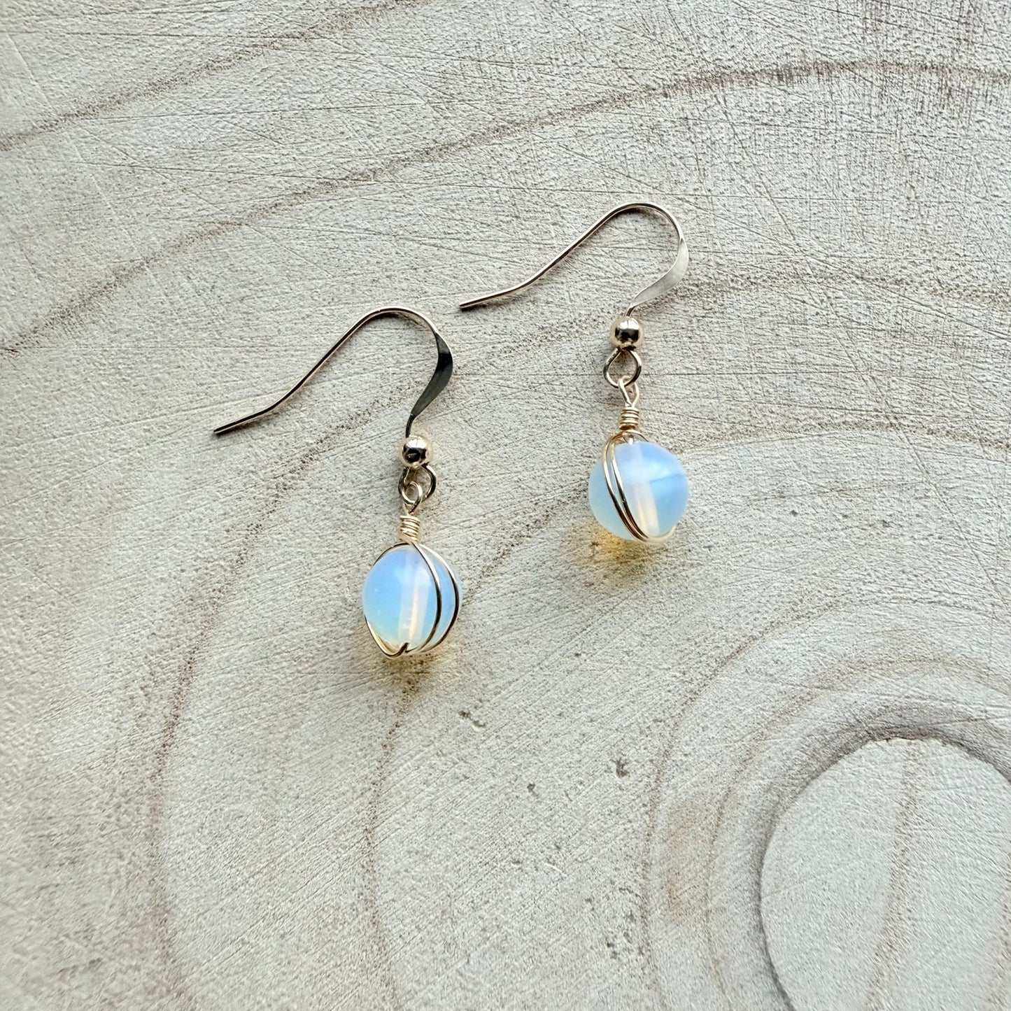 Gold Filled, Opalite Drop Earrings