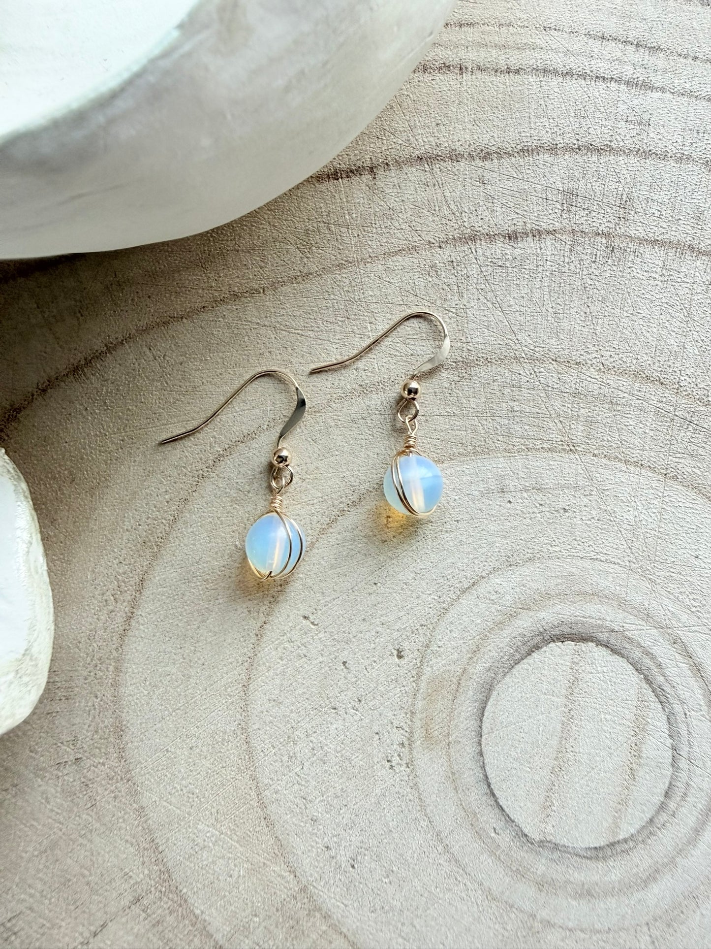 Gold Filled, Opalite Drop Earrings