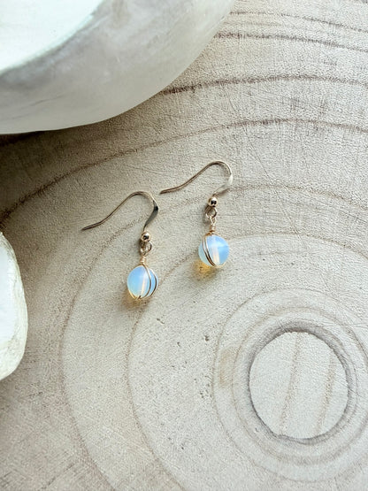 Gold Filled, Opalite Drop Earrings