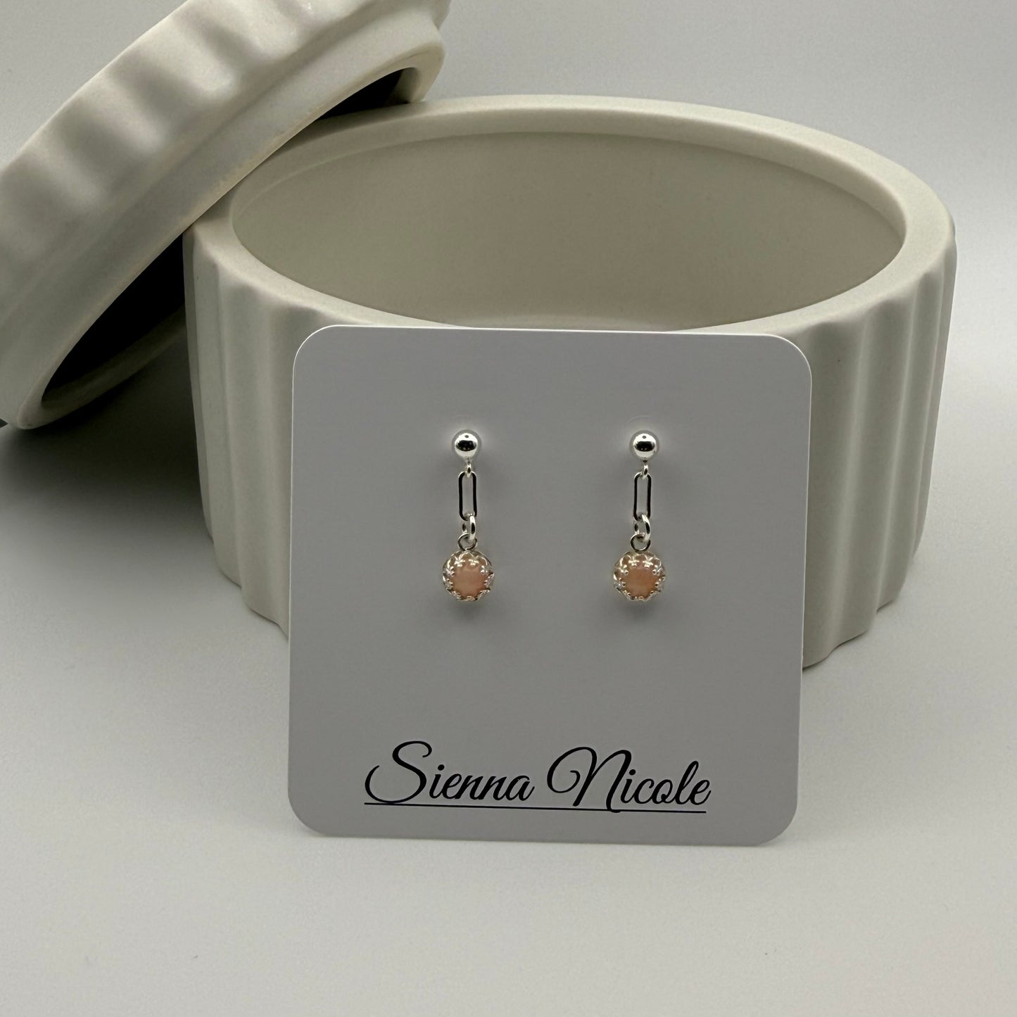 Sterling Silver, Coral Delicate Drop Earrings