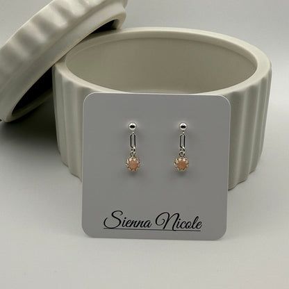 Sterling Silver, Coral Delicate Drop Earrings