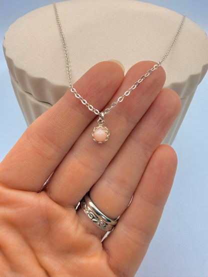 Sterling Silver, Coral Dainty Pendant Necklace