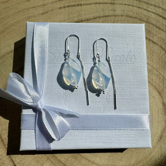 Sterling Silver Opalescent Threader Earrings